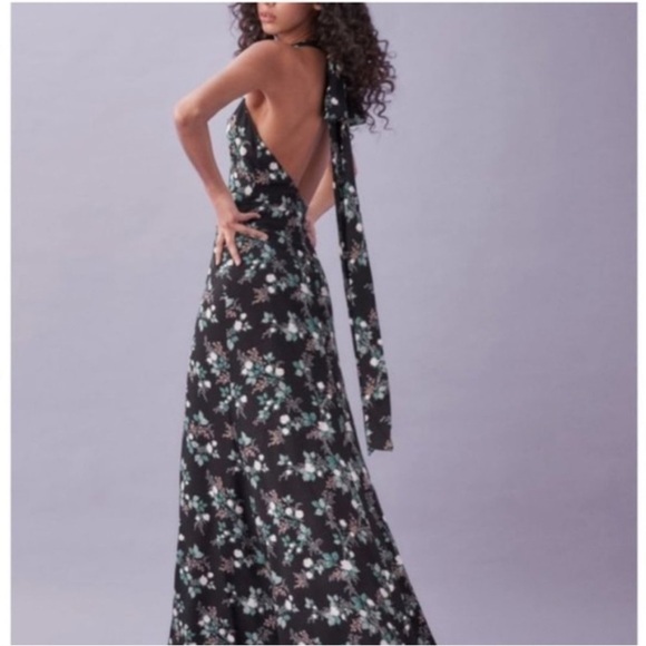 NWT Reformation Evalina Maxi Dress Barbe Floral Two Way Halter Strap Sz 0 - Picture 3 of 16